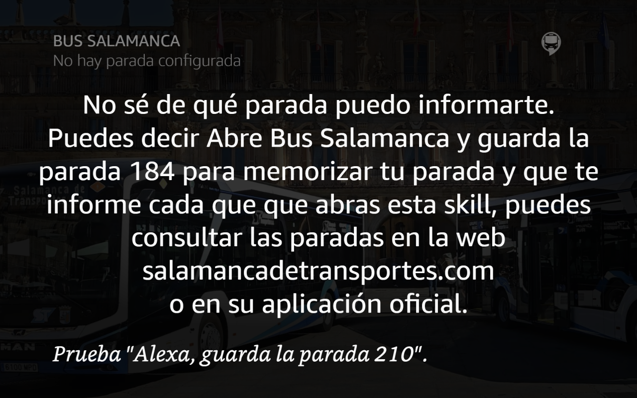Initial screen when there is no data, prompting for the stop and showing voice commands